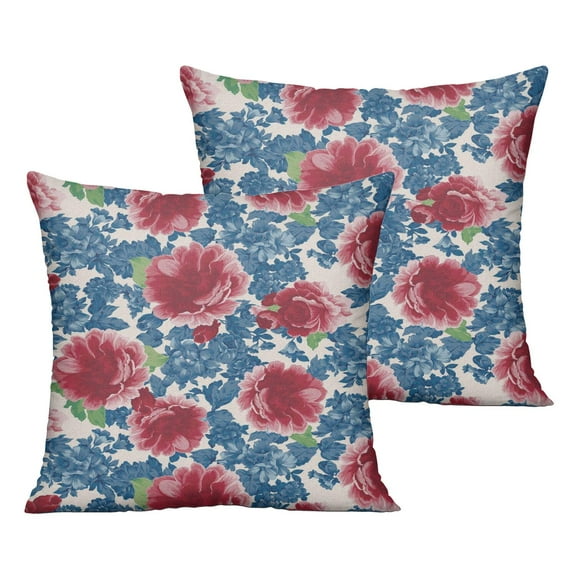 Outdoor Throw Pillow Covers 18x18 Inch Waterproof Spring Summer Pioneer Floral Outdoor Pillow Covers for Patio Funiture Garden Couch