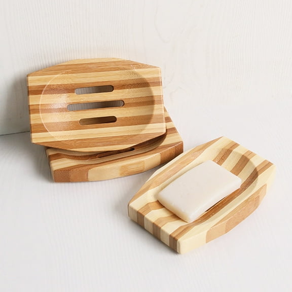 MLINS  Bamboo Soap Dish Household Portable Bathroom Case Container