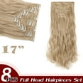 thumbnail image 2 of Full Head Clip Synthetic in Hair Extensions 8 Piece 18 Clips Hairpiece Long Curly Straight, 2 of 5