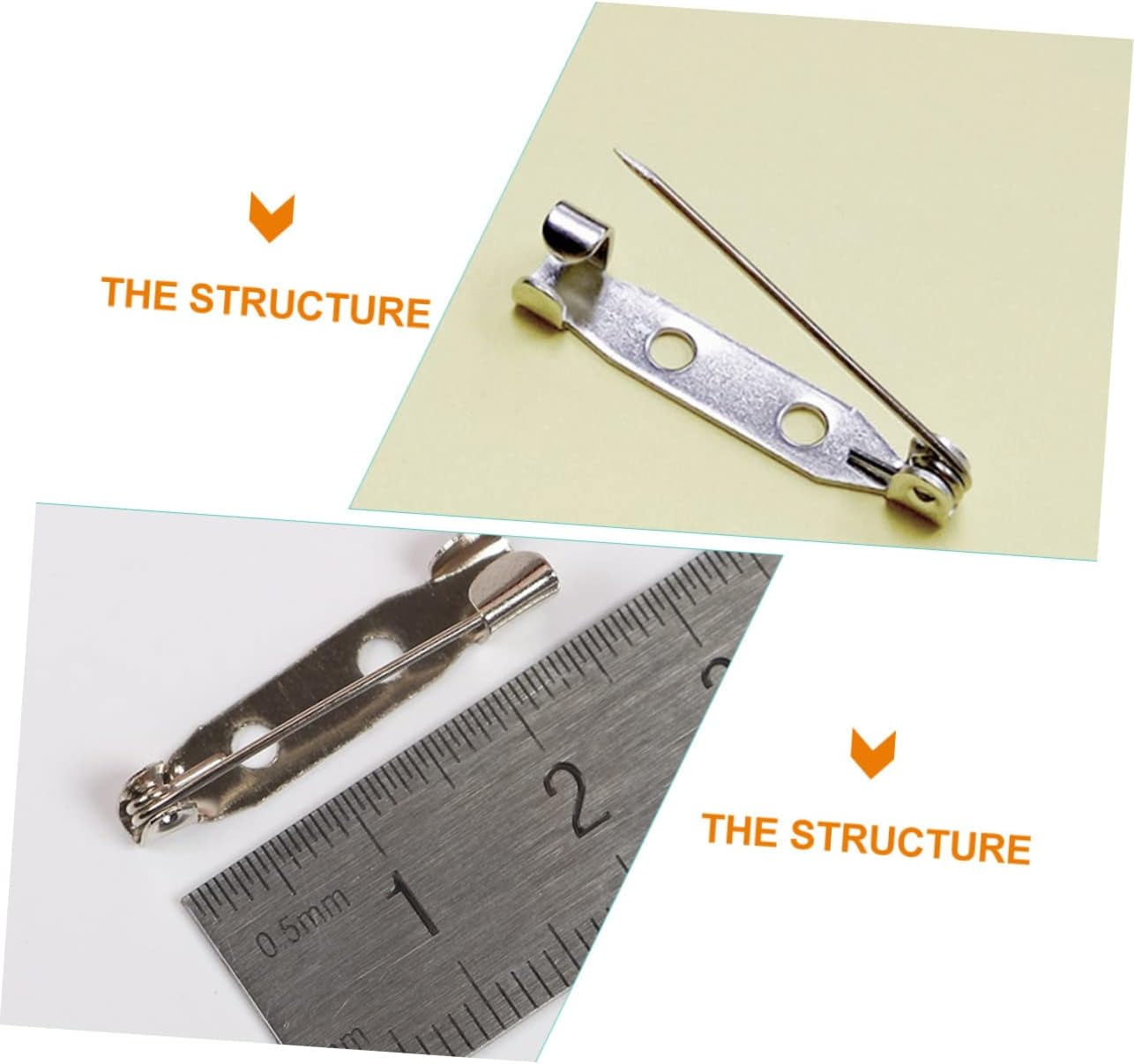 SLGHLSAHG 1200 Pcs Silver Safety Pin Badge Bar Clasps for Jewelry Making Jewelry Tone Pin Backs Clasp Safety for Brooch Pin Backs Clasp Locking Pin Back Alloy Blanket Metal A49402