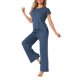 thumbnail image 4 of CONJUNTO DE ROPA DE MUJER DE PUNTO INSPIRADO CHIC, CONJUNTO DE SUDADERAS Y PANTALONES DE PIERNA ANCHA DE 2 PIEZAS, 4 of 5