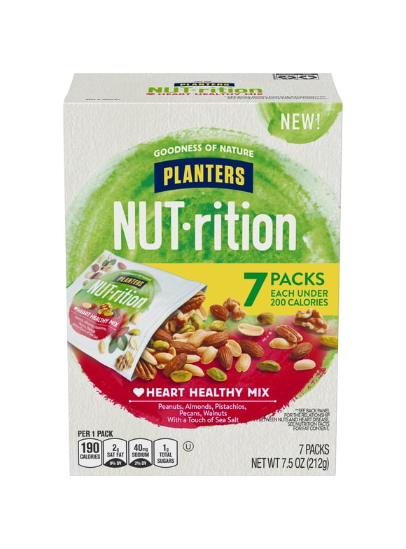 NUT-rition Heart Healthy Mix with Peanuts, Almonds, Pistachios, Pecans, Walnuts & Sea Salt, 7 ct Packs