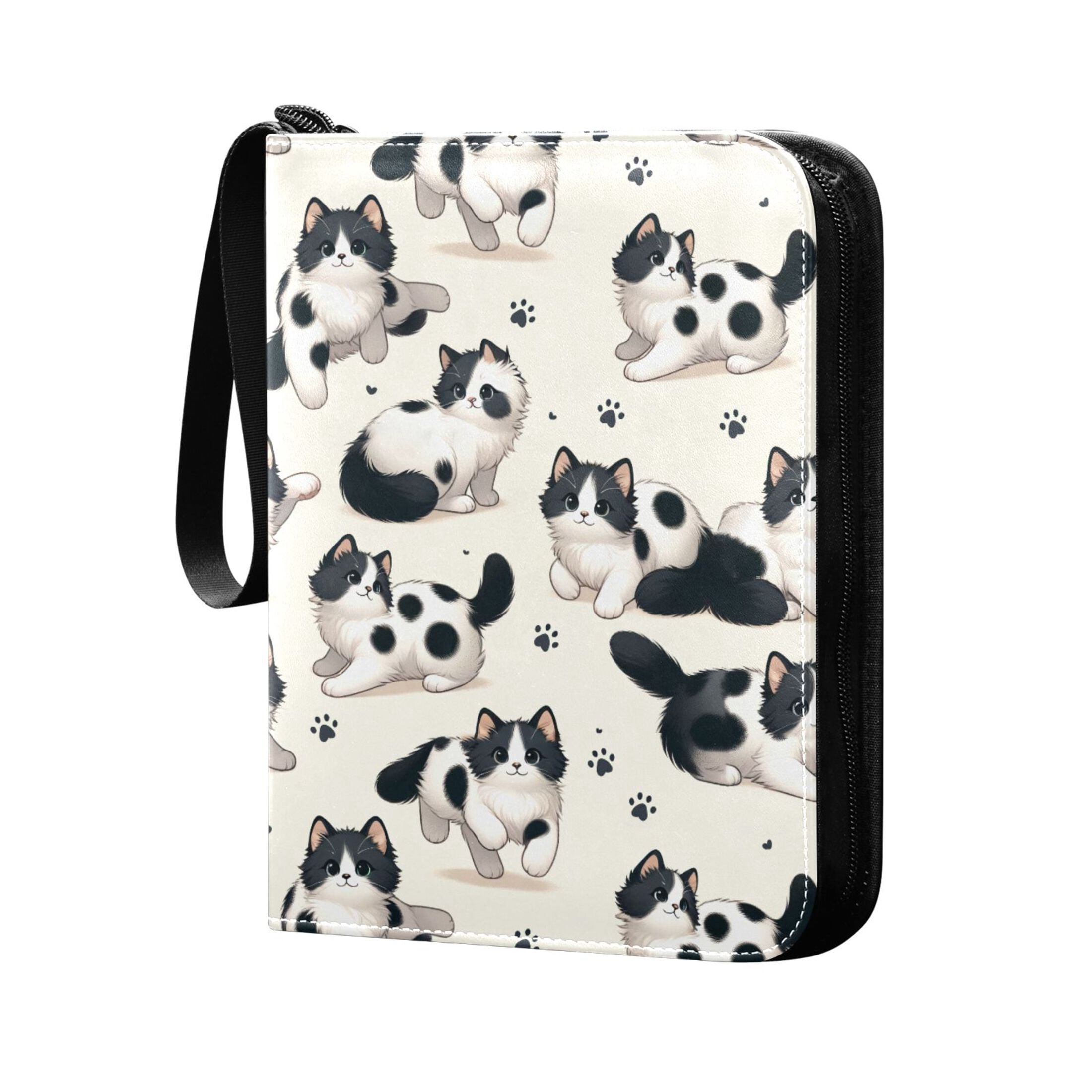 ALAZA Cute Cat Footprint Trading Card Binder 4 Pocket Cards Collection Album 400 Folder Holder