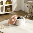 thumbnail image 4 of Guyou Cute Kids Storage Stool, Mushroom Shaped Upholstered Kids Reading Chair with Storage, Faux Fur Toddler Chair, Children's Shoe Changing Stool for Playroom Kindergarten Bedroom, Pink, 4 of 8