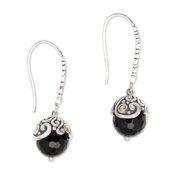 NOVICA Onyx dangle earrings, 'Denpasar Belle'