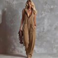 thumbnail image 2 of JULMCOMO Jumpsuits for Women Hooded Zip Up Sleeveless Casual Overalls Wide Leg Vacation Loose Fit Jumpsuit with Pockets Khaki 2XL, 2 of 4