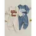 thumbnail image 3 of BemeyourBBs Newborn Baby Boy Little Brother Outfit Hospital Coming Home Outfits Waffled Knit Little Bro Letter Embroidery Long Sleeve Romper Long Pants Set 2Pcs Infant Boy Clothes, 3 of 9