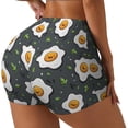 thumbnail image 2 of Xecao Cute Poached Eggs Print Workout Shorts for Women Soft Smooth Gym Yoga Scrunch Active Tennis Workout Running Shorts, 2 of 9