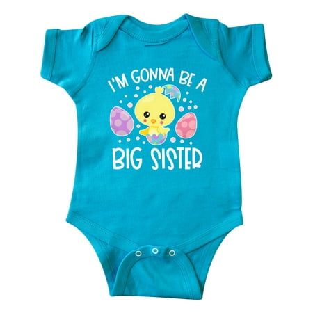 

Inktastic Easter I m Gonna Be a Big Sister with Purple and Pink Eggs Gift Baby Girl Bodysuit