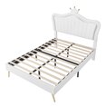 thumbnail image 3 of THOWDEE Princess PU Leather Upholstered Full Bed with Crown Headboard, Kids, Glam, White, 3 of 9