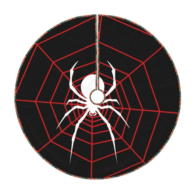 Fotbe Spider On The Web Pattern Christmas Tree Skirt, Tree Skirts Plush Christmas Decorations, Christmas Tree Skirts Xmas Decorations Holiday Party Decor-36"