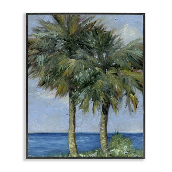 Stupell Industries Full Brushed Palms Landscape Painting Black Framed Art Print Wall Art, 11 x 14