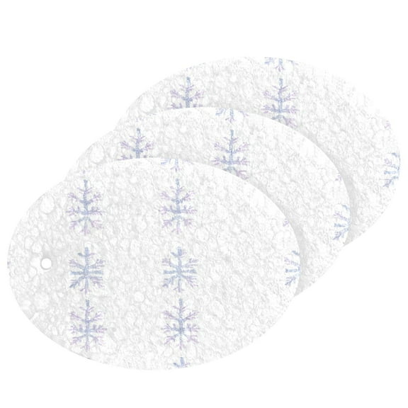 Snowflake Pattern 3 Pack Wood Pulp Dishwashing Sponges, Highly Absorbent Eco-Friendly Cleaning Pads