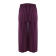 thumbnail image 5 of YOTMKGDO Slacks for Women Casual Stripe Print Elastic Waist Pocket Loose Wide Leg Pants Trousers Women's Pants Purple M, 5 of 7