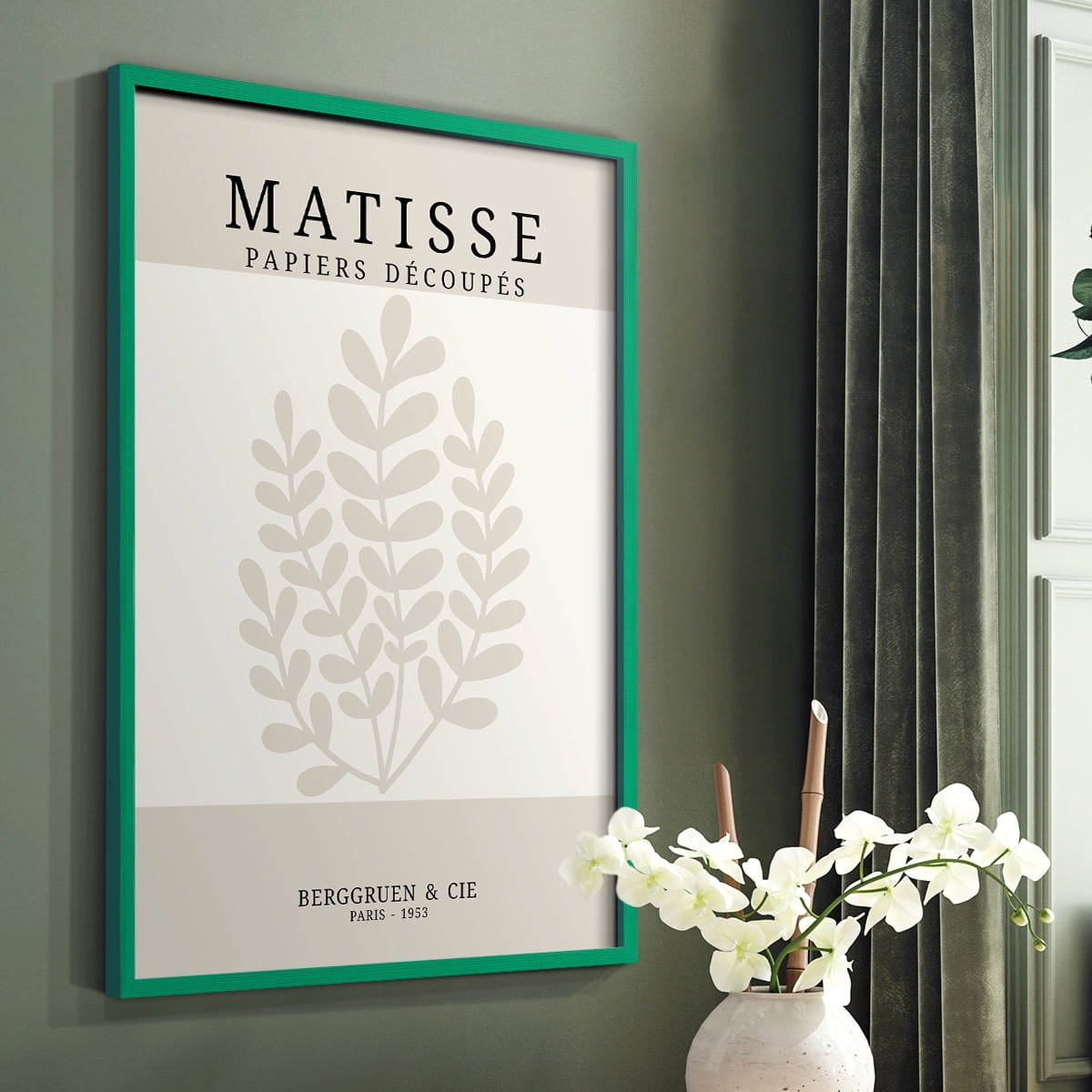Matisse CDXVI in Green Solid Wood Framed Print No Nail Hanging
