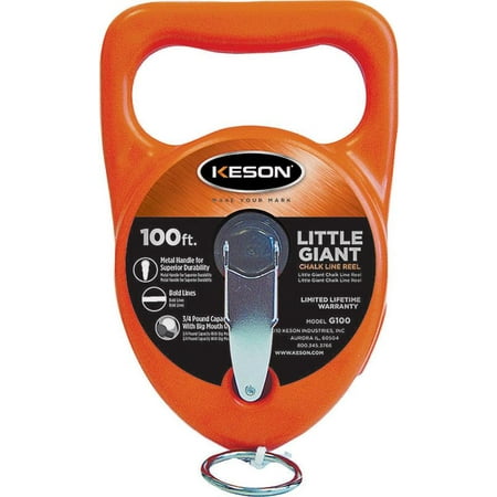 Keson G100 Chalk Line Reel, 100 ft L, 15 oz Capacity