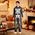 thumbnail image 4 of Adult Halloween Relaxed‑Fit One‑Piece Jumpsuit, Hooded Full‑Body Skeleton Pattern Long Sleeve Couple Loungewear, 4 of 8