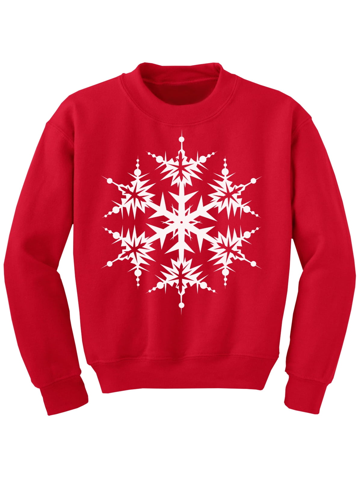 red sweatshirt with snowflakes