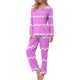 thumbnail image 1 of Puntoco Traje De Manga Larga + Pantalones Con Cuello En V Estampado Informal A La Moda Para Mujer Rosa Xxl, 1 of 6