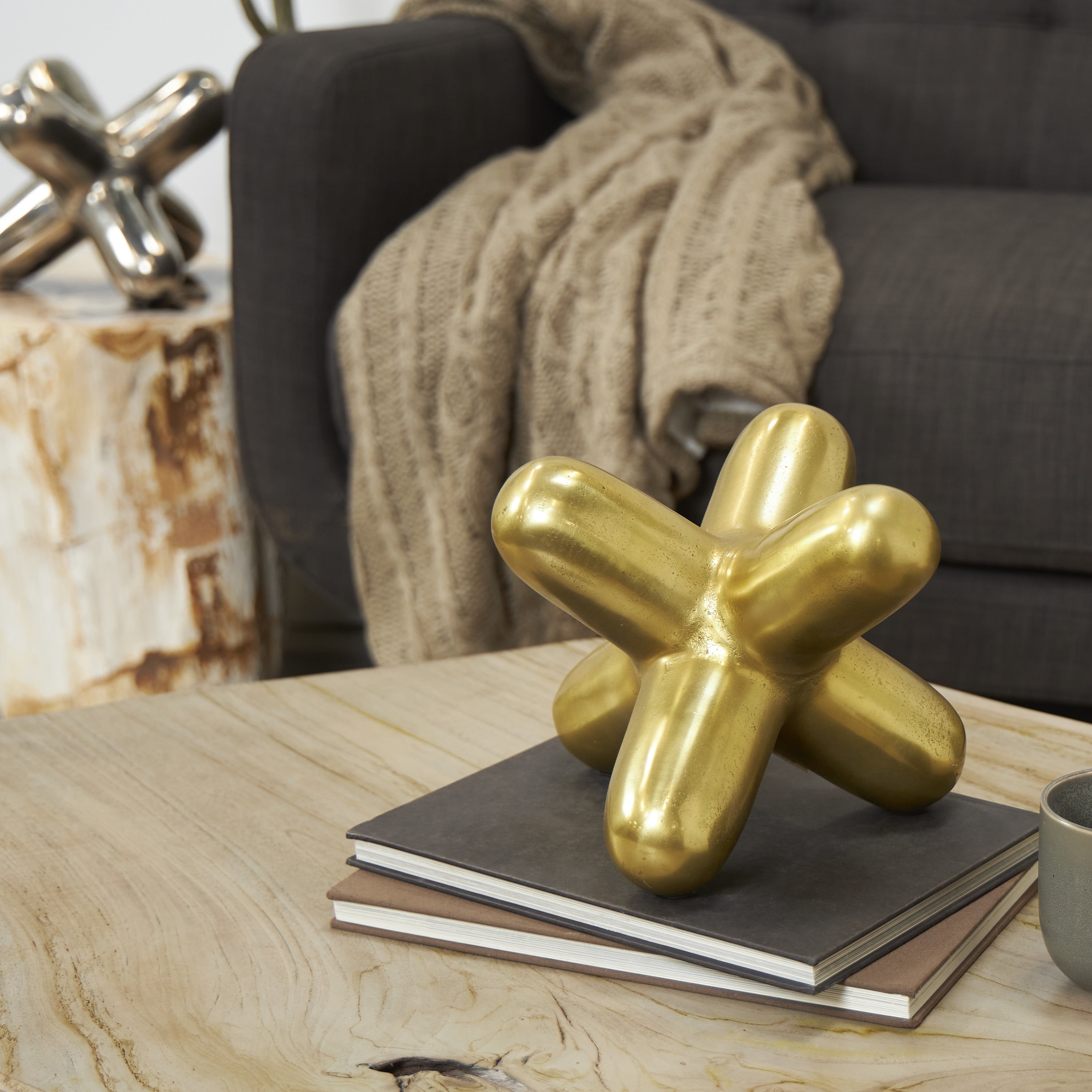 10" x 8" Gold Aluminum Jack Abstract Sculpture, by DecMode