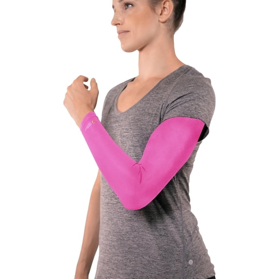 Copper Compression Arm Sleeve - Copper Infused Full Arm Brace for Forearm, Bicep, Triceps - Tennis Elbow, Basketball, Golf, Arthritis, Tendonitis, Bursitis, Post Surgery Rehab - Pink - XL