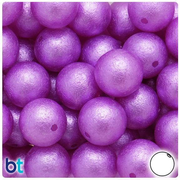 BeadTin Purple Textured Pearl 20mm Round Plastic Beads (10pcs)