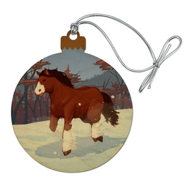 Clydesdale Horse Running In Snow Wood Christmas Tree Holiday Ornament Walmart Com Walmart Com