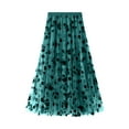 thumbnail image 4 of Liacowi Women’s Tulle Long Skirt Vintage High Waist Floral Print Midi A-line Skirt, 4 of 8