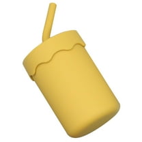WHAMVOX Funny Yellow Silicone Training Cup with Straw for Kids Resistant Easy to Hold 8 oz
