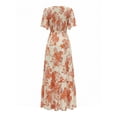thumbnail image 6 of Xaqiouau Womens Boho Floral Maxi Dress Short Sleeve Casual Summer Long Dress Crew Neck Flowy A Line Beach Vacation Dress, 6 of 7