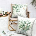 thumbnail image 6 of Spring Summer Leaves Pillow Covers Sage Green Eucalyptus Throw Pillow Covers 16X16 for Living Room Home Decor Sofa Plant Leaf Cotton Linen Cushion Case Set of 2, 6 of 6