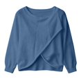 thumbnail image 4 of Women's Poncho Sweater, Cross Front Lightweight Knit Wrap for Women, Solid Color Cape Sweater Shawl Wrap, Casual Knit Poncho for Evening Dress, Versatile Ladies Shawl Wrap Top Blue, 4 of 4
