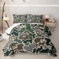 thumbnail image 2 of Catabedysis Vintage Camouflage Camper Bed Spread Queen,Wild Animal Deer Bear Queen Coverlet Set For Boys,Green Grey,3 Pieces, 2 of 7