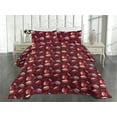 thumbnail image 2 of Ambesonne Macaroon Quilted Bedspread Set 3 Pcs, French Vibes Artwork Fun, Twin, Ruby Dark Coral Lavender, 2 of 4