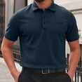 thumbnail image 2 of Men's Textured Polo Shirt Short Sleeve Button Placket Collared Polo with Chest Pocket Casual Summer Top, 2 of 4