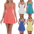 thumbnail image 5 of Women's Sweetheart Neck Ruffle Strap Mini Dress Fit and Flare Sleeveless Graduation Party Dress, 5 of 5