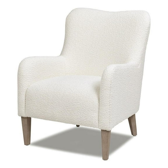 Pemberly Row Modern 27.5" Curved Accent Chair Ivory White Boucle