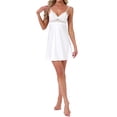 thumbnail image 2 of INSPIRE CHIC Womens Satin Nightgown Sheer Lace Backless Sexy Cheimise Spaghetti Lace Trim Lingrie Silky 2026 Sleep Dress L White, 2 of 6