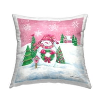 Stupell Industries Winter Snowman & Cottage Decorative Printed Throw Pillow Design by Diane Kater