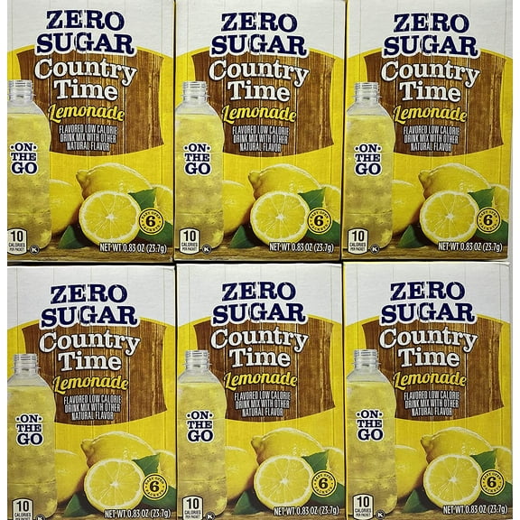 Country Time Lemonade Sugar Free On the Go! 6 Packets Powder (Pack of 6) Gluten Free