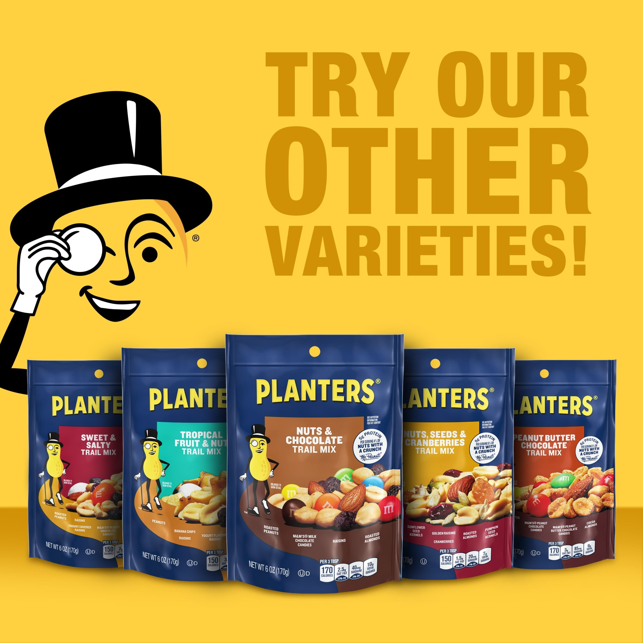 (6 pack) PLANTERS Spicy Nuts and Cajun Sticks Trail Mix with Spicy Peanuts, Plant-Based Protein, 6 oz Plastic Resealable Bag