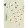 thumbnail image 4 of Suealasg Little Girls Boys Fall Pajamas Outfits Long Sleeve Bear Print Lapel Shirt Tops Elastic Pants 1T 2T 3T 4T 5T 6T Toddler Kids Autumn Sleepwear Homewear Set, 4 of 8