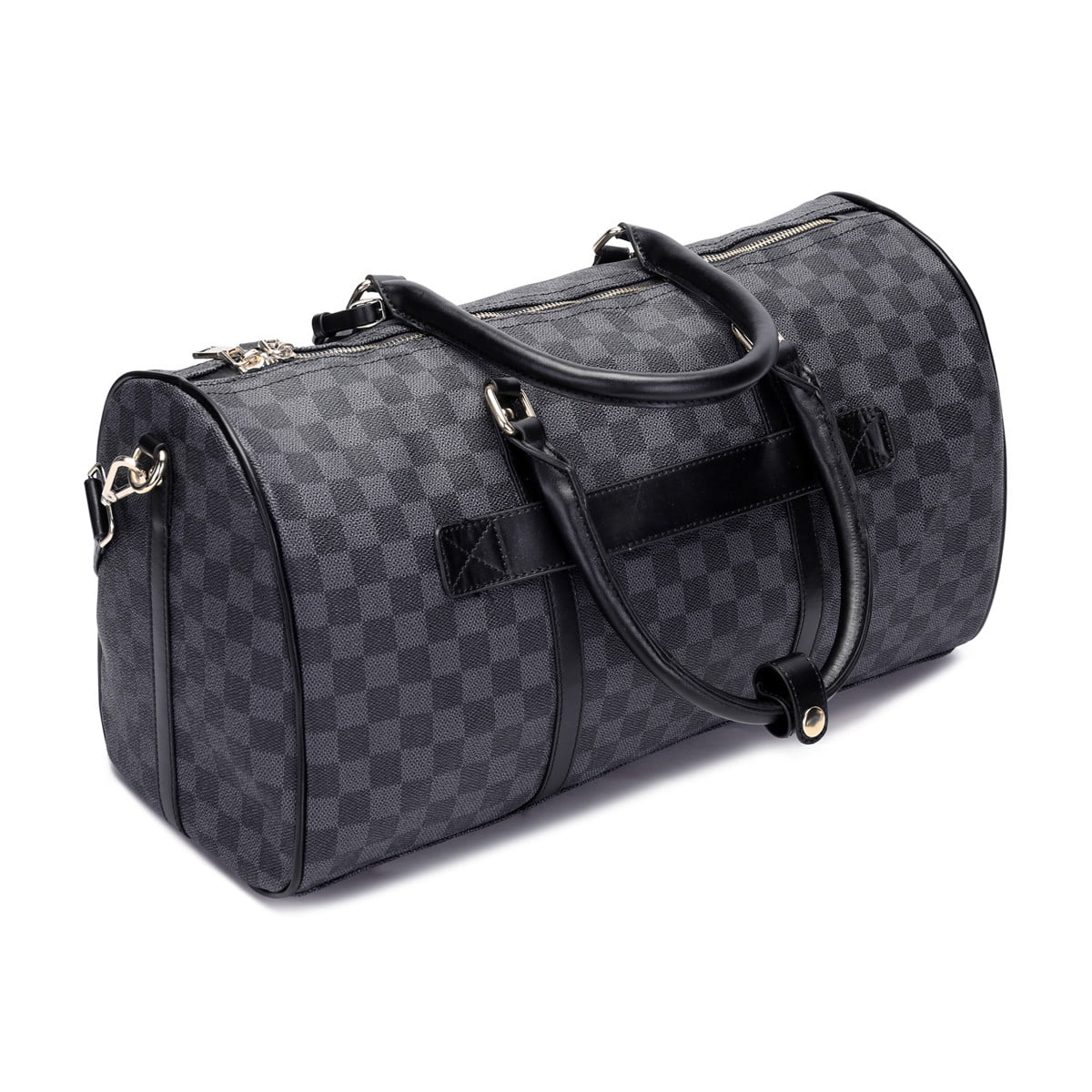 TWENTY FOUR Checkered Weekender Bags Leather Travel Duffel