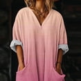 thumbnail image 6 of Mifsaly Maxi Kaftan Dresses for Women with Pockets 3/4 Sleeve V Neck Gradient Summer Dress Comfy Daily Wear Oversized Vacation Sundresses XL, 6 of 7