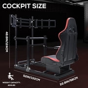 Supllueer 3060 Aluminum Racing Simulator Cockpit with Seat & Triple TV Stand compatible with Logitech Thrustmaster PXN Fanatec Moza