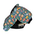 thumbnail image 3 of Sigee Foxes and Birds in Forest Print Multi-use Stretchy Baby Car Seat Cover - Nursing Breastfeeding Canopy, Infant Stroller and High Chair Cover, 3 of 9