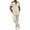 Khaki, variant on Mens Summer 2 Piece Outfits Short Sets Solid Color 1/4 Zip Shirts and Loose Fit Pant Casual Spring Clothes