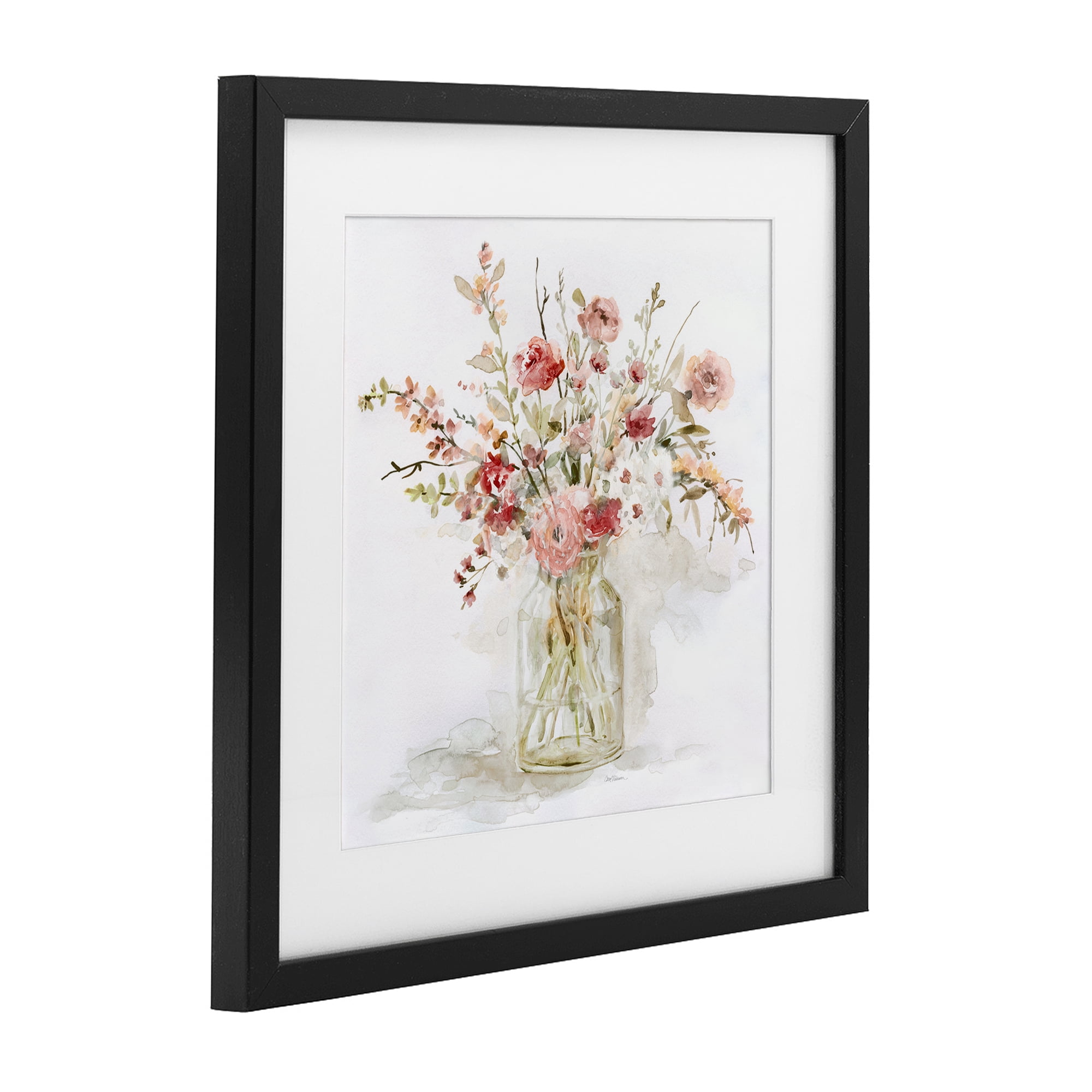 Stupell Industries Springtime Blooms in Glass Vase Black Framed Print Under Glass, design by Carol Robinson