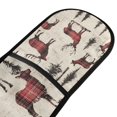 thumbnail image 4 of Yayeee Double Oven Mitt Kitchen Heat Resistant Baking 35" x7" Quilted Glove, Plaid Deer, 4 of 6