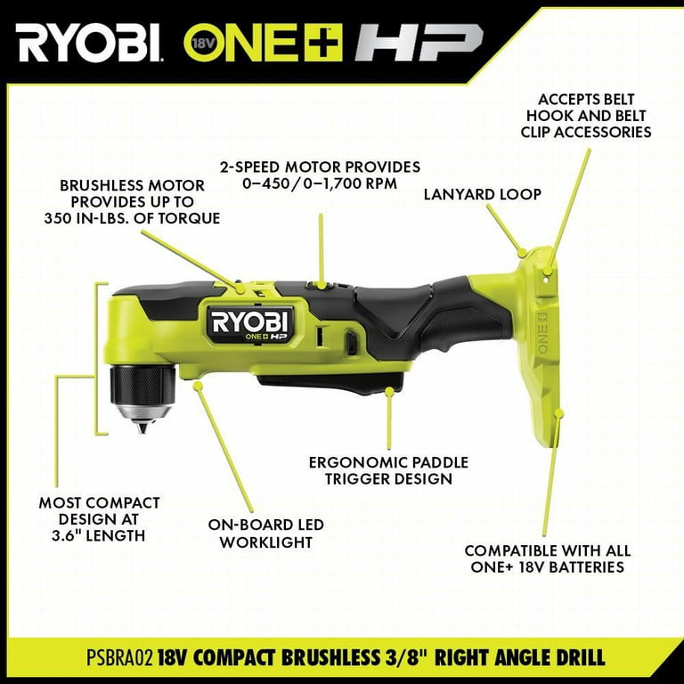 18V ONE+ Right Angle Drill - RYOBI Tools